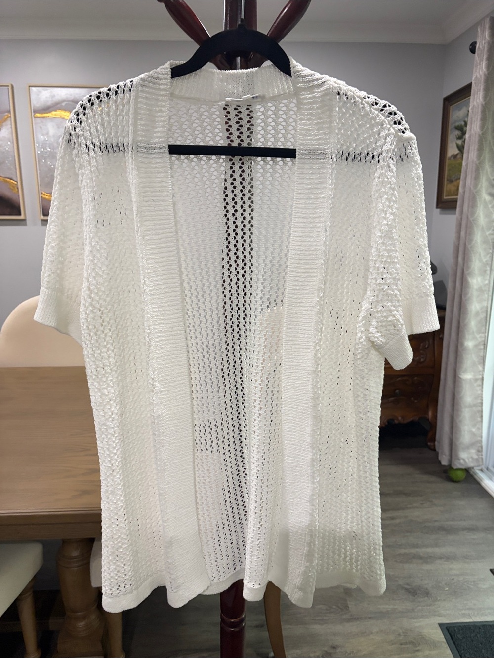 Northern Reflections White Open-Knit Cardigan